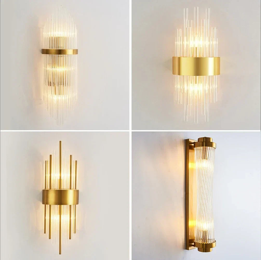 DecorBites™ Crystal Gold LED Wall Sconce Modern Light for Bedroom Living Room Home Decor