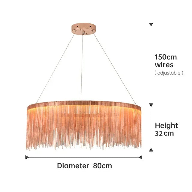 DecorBites™ Gold Chain Chandelier with Remote Control - Modern LED Pendant Light for Home Décor