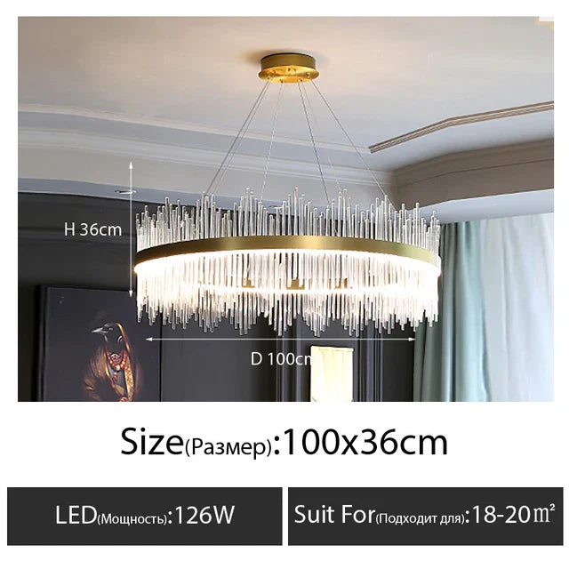 DecorBites™ Crystal LED Chandelier: Luxury Dimmable Pendant Light for Bedroom, Living, Dining Room