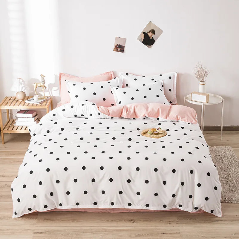 DecorBites™ Cartoon Printed Bedding Set: Soft Cozy Duvet Cover, Bedsheet, Pillowcase, Single Double Bedclothes