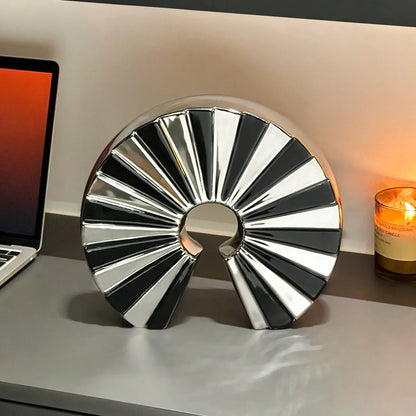 DecorBites™ Geometric Ceramic Fan Ornament Sculpture for Home Decor