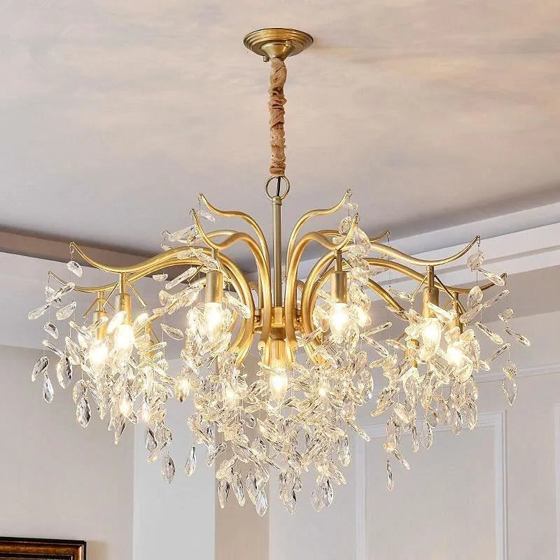 Gold Crystal Ceiling Chandelier 13-Head Premium