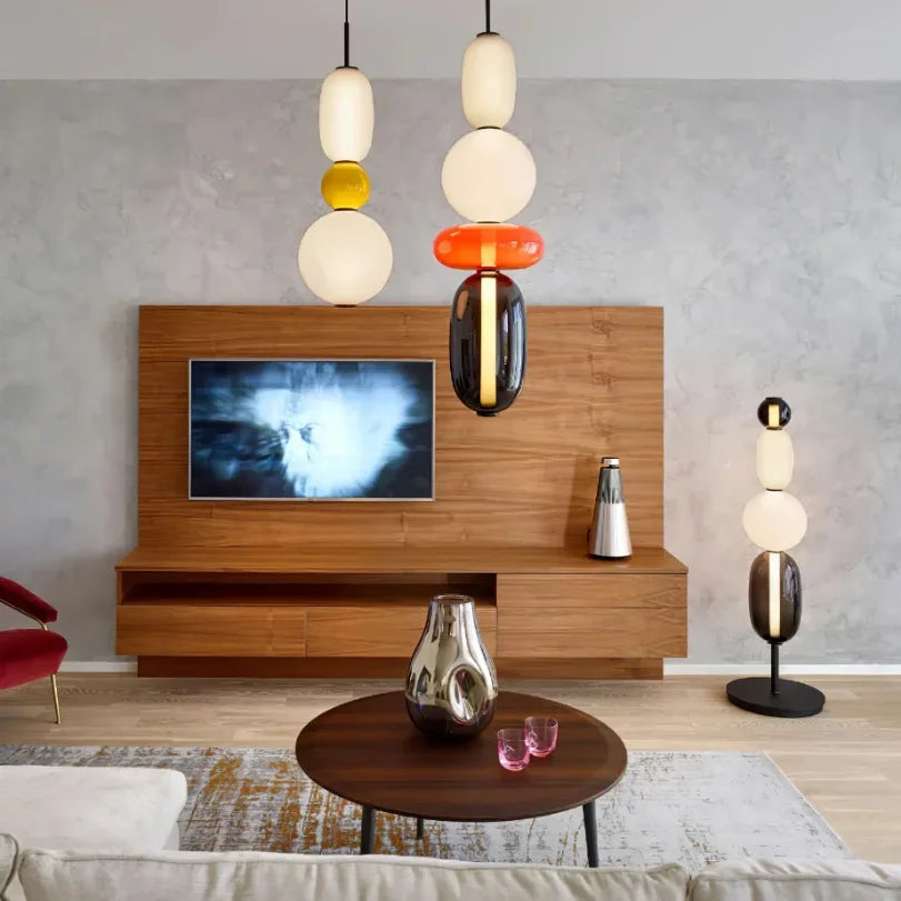 Italian Candy Glass Pendant Light in Black or White
