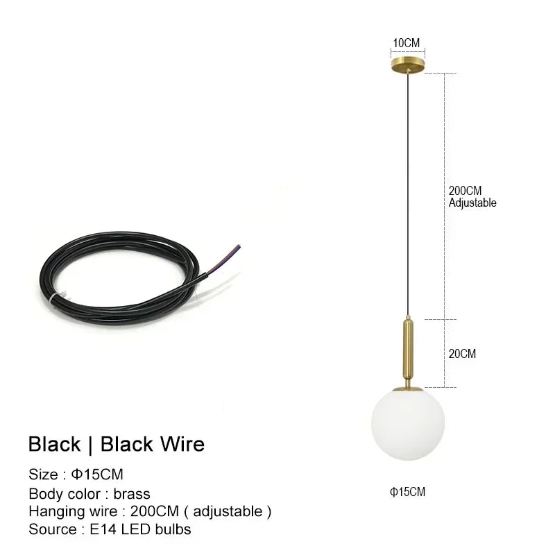 Modern White Frosted Glass Globe Pendant Light
