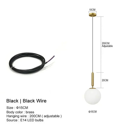 Modern White Frosted Glass Globe Pendant Light