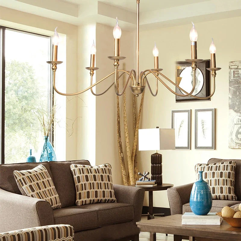 DecorBites™ American Iron Chandelier Light for Living Room Kitchen Bedroom Study Candle Lighting