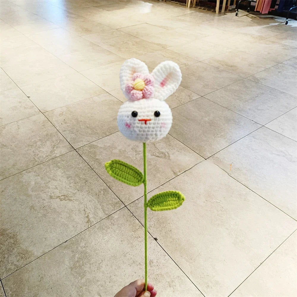 Crochet Sunflower Rabbit Bouquet