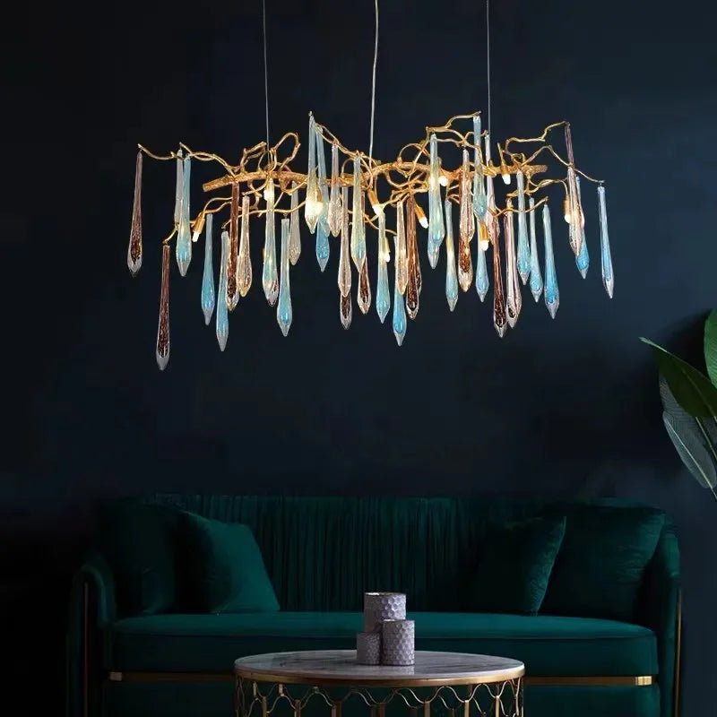 Gold LED Branch Chandelier Aluminum Dia100cm