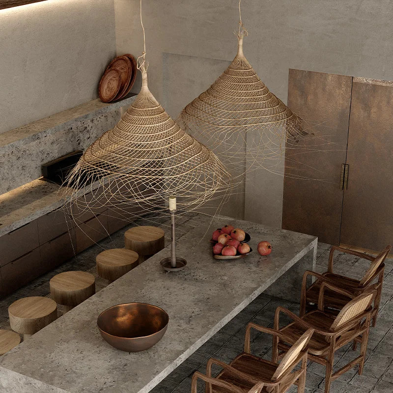 DecorBites™ Bamboo LED Pendant Chandelier for Dining, Bedroom, Restaurant, Hotel & Home Decor