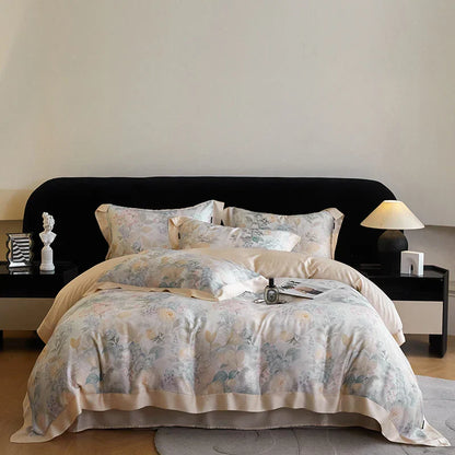 DecorBites™ Eucalyptus Fiber Flowers Print Bedding Set - Soft Silky Cool Feel