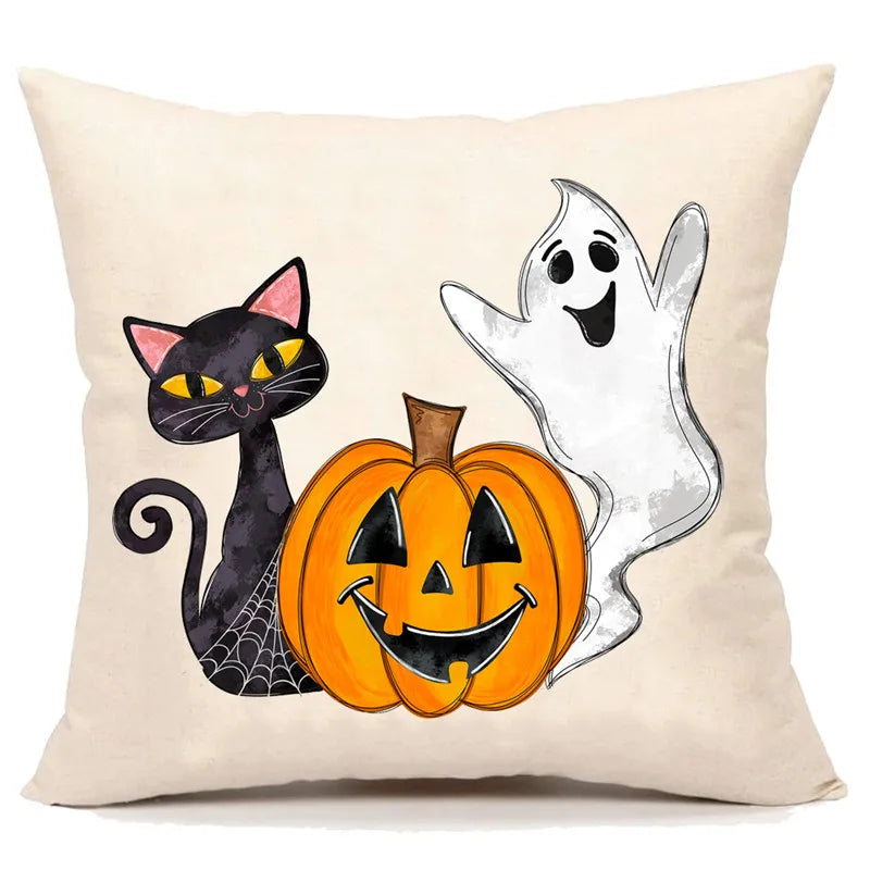 Linen Trick Treat Cushion Cover