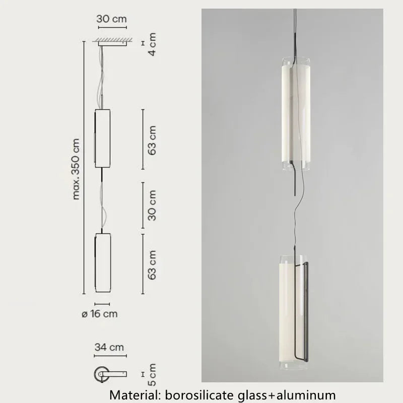 DecorBites™ Glass Cylinder Chandelier: Sleek Indoor Lighting for Living Room & Dining Room