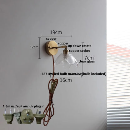 DecorBites™ Glass Bedside Sconce: Modern Nordic LED Wall Light with Pull Chain Switch