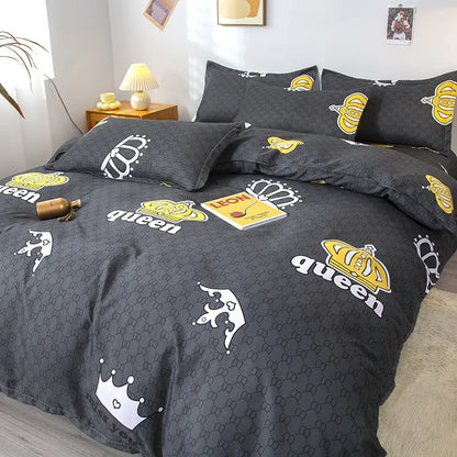DecorBites™ Lattice Plant Geometric Pattern Bedding Set with Sheet Pillows