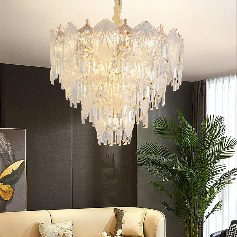 DecorBites™ French Crystal Chandelier Cream Wind Lighting Elegant Luxury Lights
