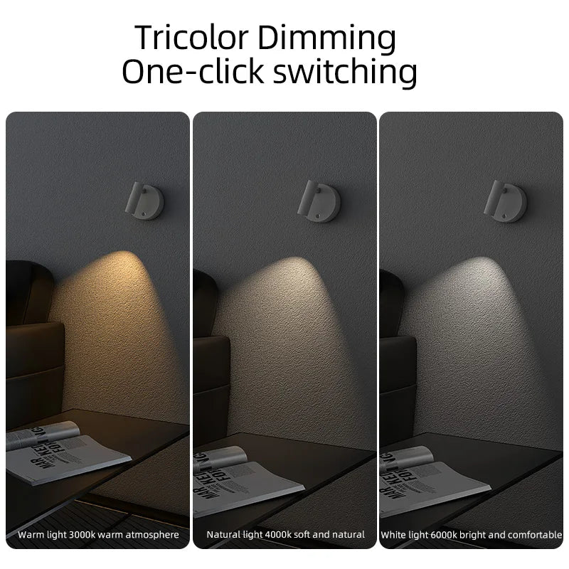 DecorBites™ Dimmable Wireless Wall Mounted Spotlight 3W USB Recharge LED Night Light