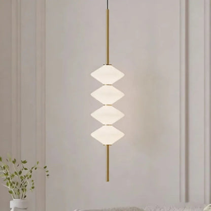 Art Deco White Glass Pendant Light With Gold Metal Wire