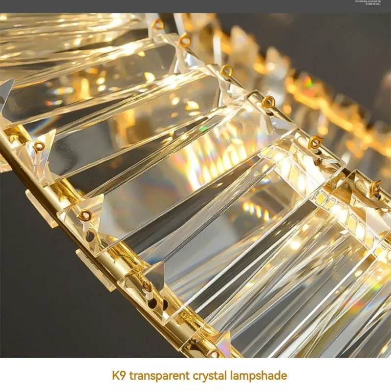 DecorBites™ Gold Ring Crystal LED Ceiling Chandelier for Bedroom Living Room Hallway