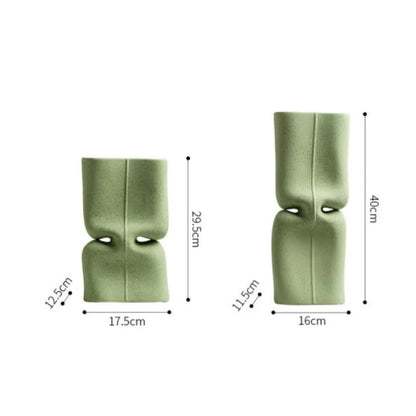 DecorBites™ Green Hollow Ceramic Vase for Home Decor and Flower Arrangements