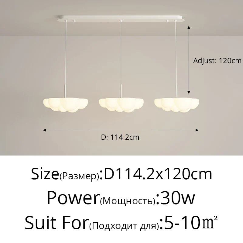 DecorBites™ Cloud White Floating Pendant Chandelier for Dining Room, Kitchen Island, Indoor Lighting