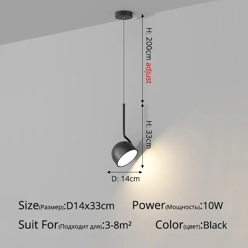 Minimalist Black and White Metal LED Pendant Light