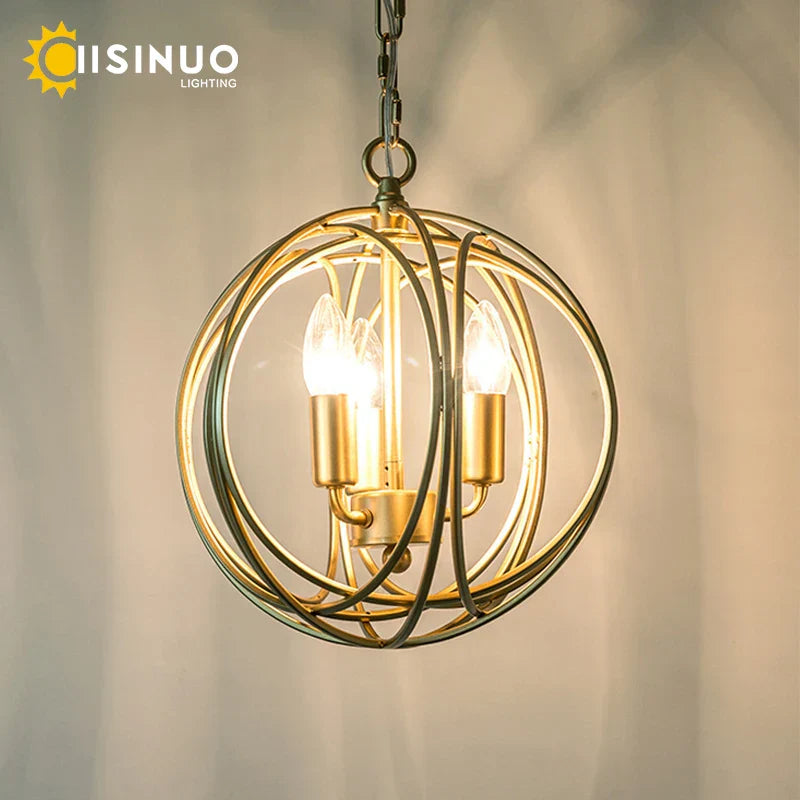 Gold Globe Pendant Light Dia40cm For Dining