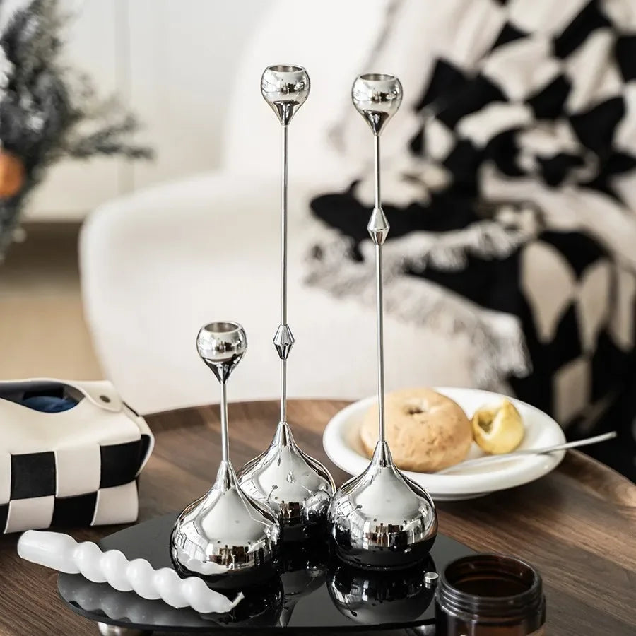 DecorBites™ Gold Geometric Water Drop Candlestick Holder Desktop Storage Wedding Centerpieces