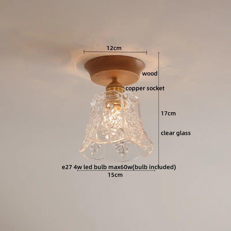 DecorBites™ Glass Wood LED Ceiling Lamp for Home Lighting and Decoration