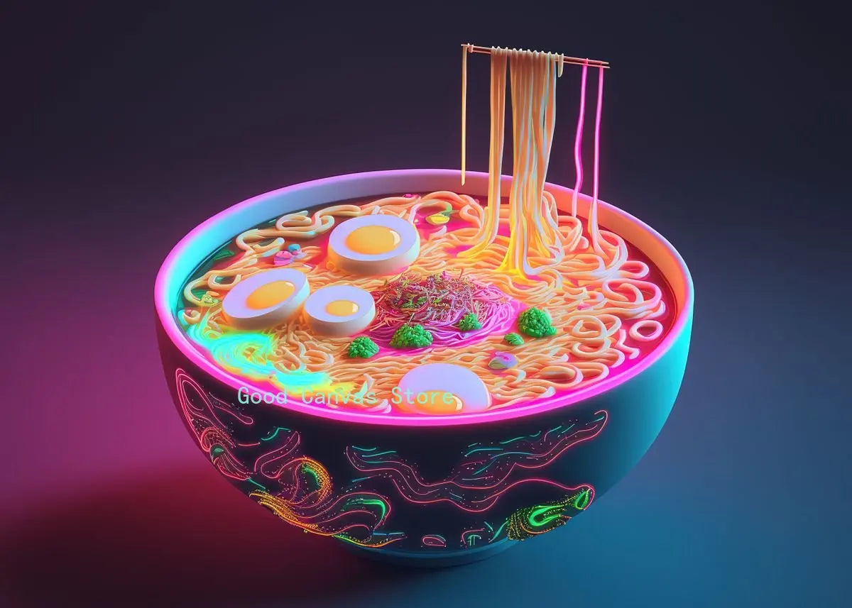 Neon Food Canvas Art