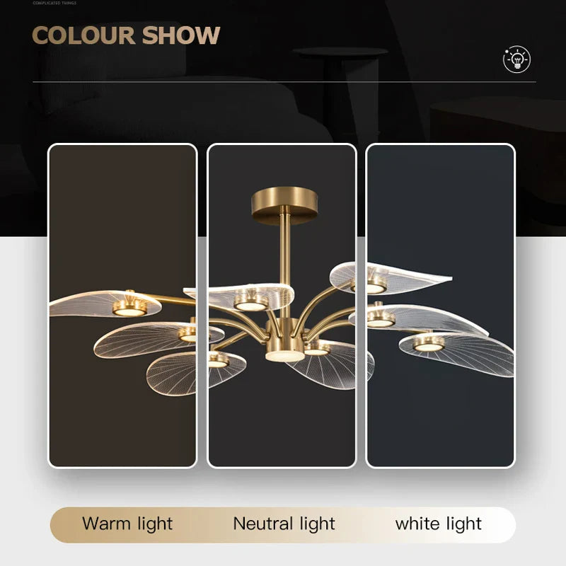 DecorBites™ Golden Art Peacock LED Chandelier for Modern Luxury Living Room Bedroom Dining Hotel