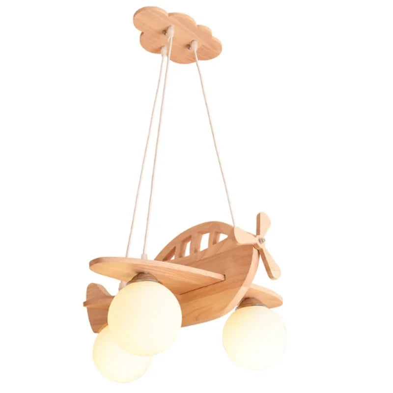 Wooden Airplane LED Chandelier
