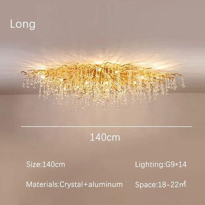 DecorBites™ Golden Chandelier Modern Luxury LED Glossy Ceiling Lamp