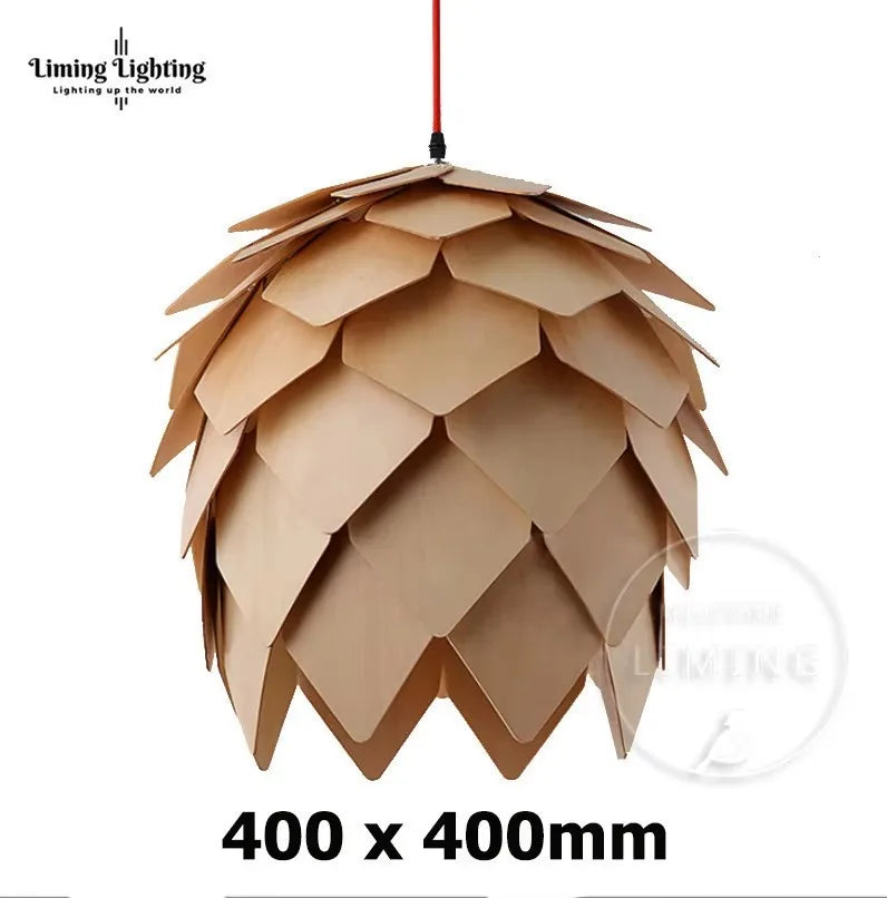 Nordic Pinecone Oak Wood Pendant Light