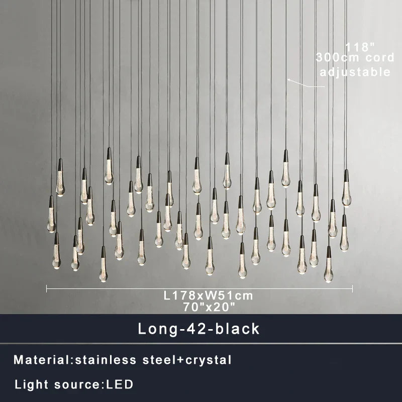 DecorBites™ Crystal Water-drop Chandelier Light Fixture - Luxury Stairwell Decor
