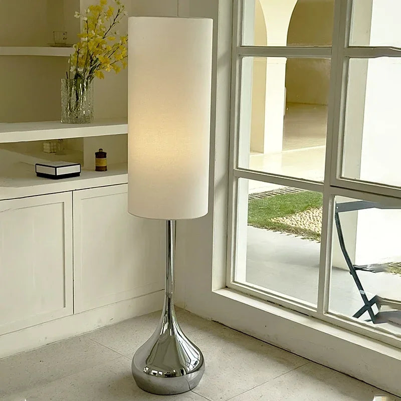 DecorBites™ Cream Fabric Shade LED Floor Lamp | Nordic Minimalist Style for Bedroom & Living Room