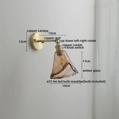 DecorBites™ Glass Copper LED Wall Lamp Sconce for Corridor Bedroom Living Room