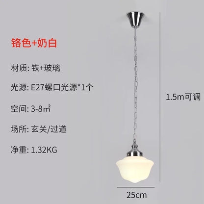 DecorBites™ Cream Glass Pendant Lights LED E27 Retro Hanging Lamp for Bedroom, Kitchen, Restaurant