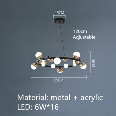 Gold Art Deco Chandelier 30-Ball Acrylic Design