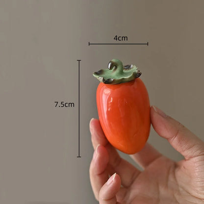 DecorBites™ Fruit Sculpture Tea Caddy Home Decor Ornament Strawberries Persimmon Decoration