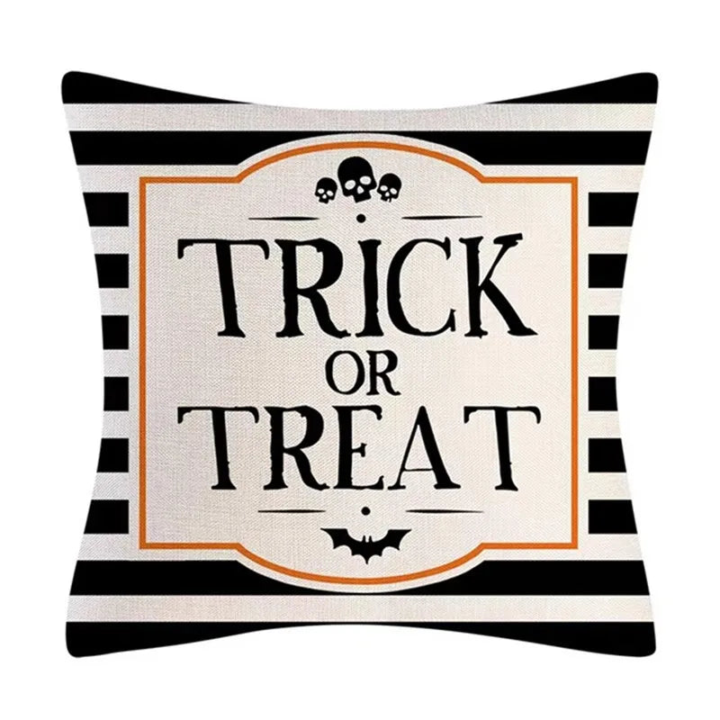 Linen Trick Treat Cushion Cover