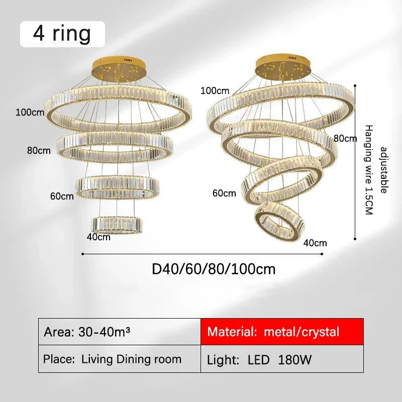 Gold Crystal Halo Chandelier