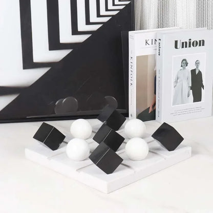 DecorBites™ Geometric Chess Marble Ornament Set for Stylish Home Decor