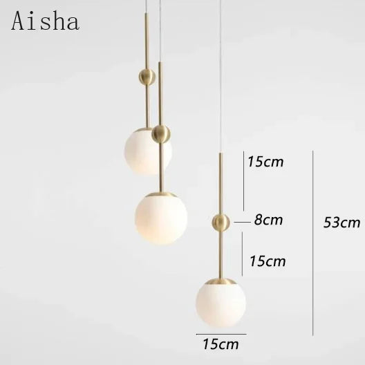 Gold Glass 3-Head Chandelier