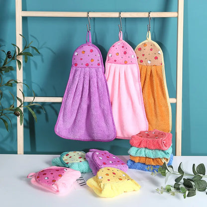 DecorBites™ Coral Velvet Hand Towel: Absorbent Cleaning Tool for Home Kitchen & Bathroom