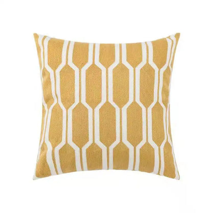 DecorBites™ Daisy Home Floral Geometric Embroidery Pillow Cover 45x45cm/30x50cm Yellow Blue