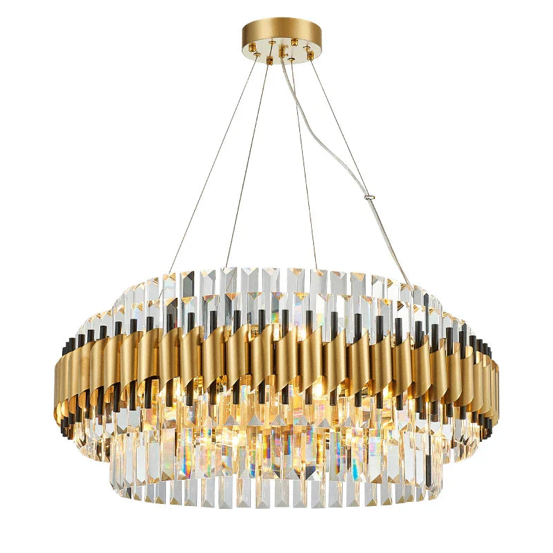 DecorBites™ Gold Crystal Chandelier LED Ceiling Pendant Light - Luxurious Living Room Decor