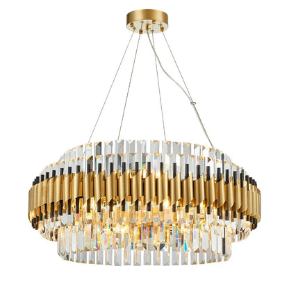 DecorBites™ Gold Crystal Chandelier LED Ceiling Pendant Light - Luxurious Living Room Decor