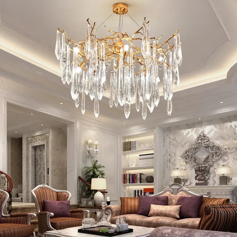 Gold LED Branch Chandelier Aluminum Dia100cm