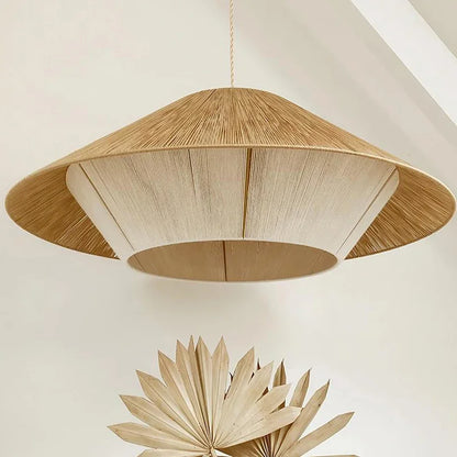 DecorBites™ Hemp Rope Rattan Weave LED Chandelier for Home Decor and Lighting