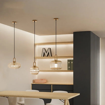 DecorBites™ Japanese Glass Pendant Light: Modern Nordic LED Hanging Lamp for Bedroom Home Décor